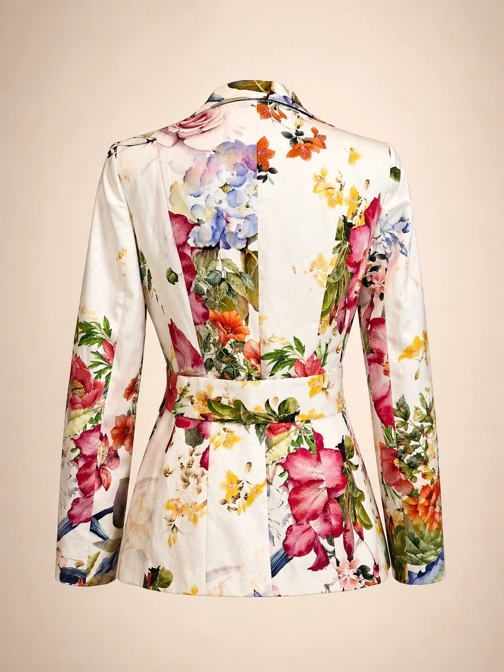 Marciano by Guess Floral Blazer Belted White Multicolor Garden Jacket Women Sz 4 - Picture 7 of 10